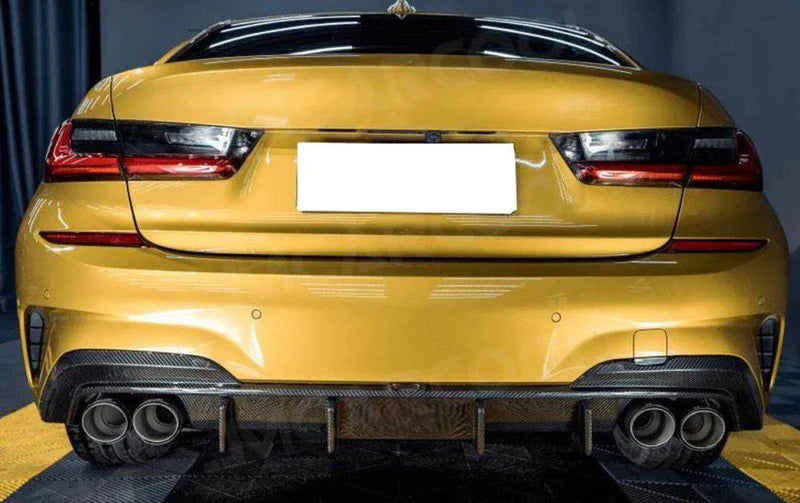 Tk Style Carbon Fiber Rear Diffuser With Brake Light - BMW G20 3 series 320i 330i M Sport