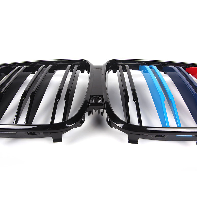 Dual Slat Grille Abs Gloss Black With M Stripes - BMW G05 F95