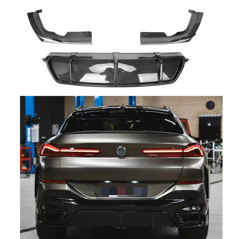 Carbon Fiber Rear Diffuser 3Pcs - BMW G06 X6 M Sport